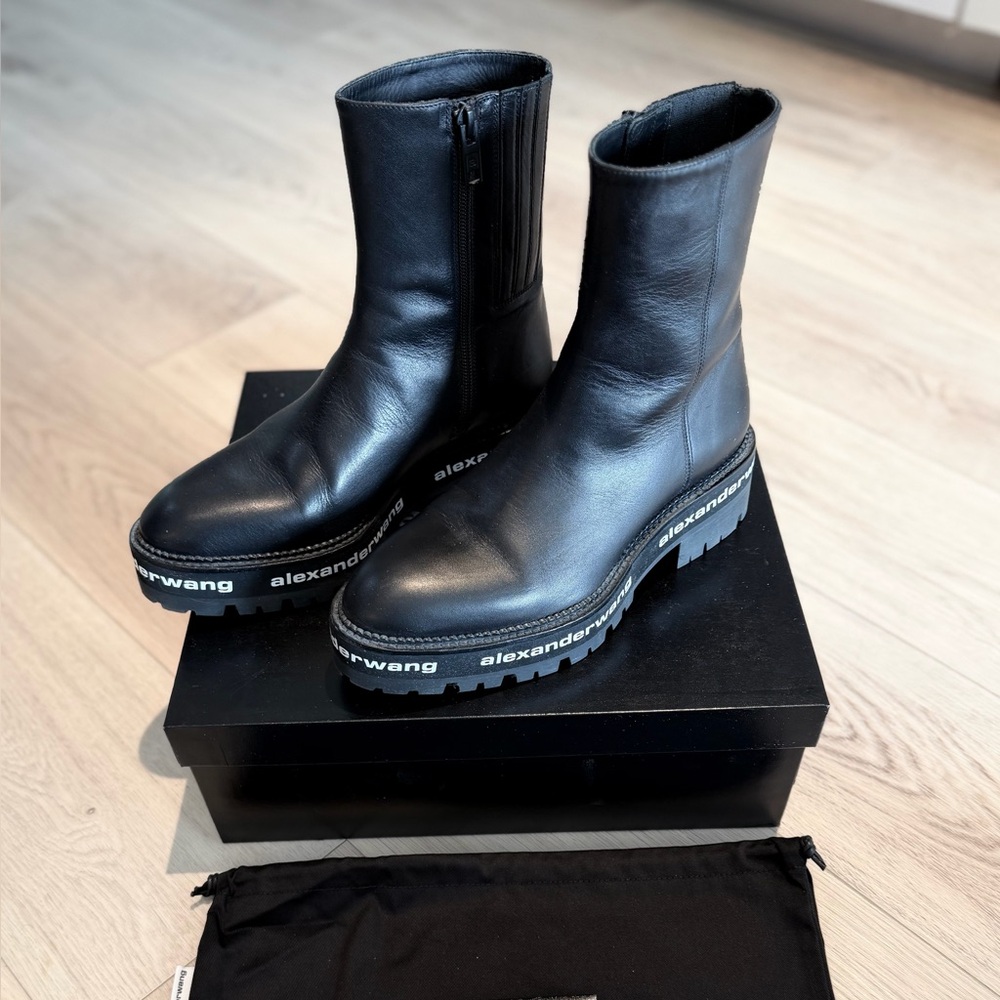 Alexander Wang Black Leather Ankle Boots